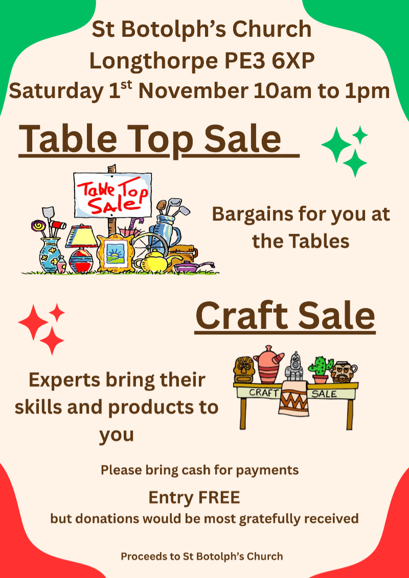 November Table Top and Crafts Sale Flyer